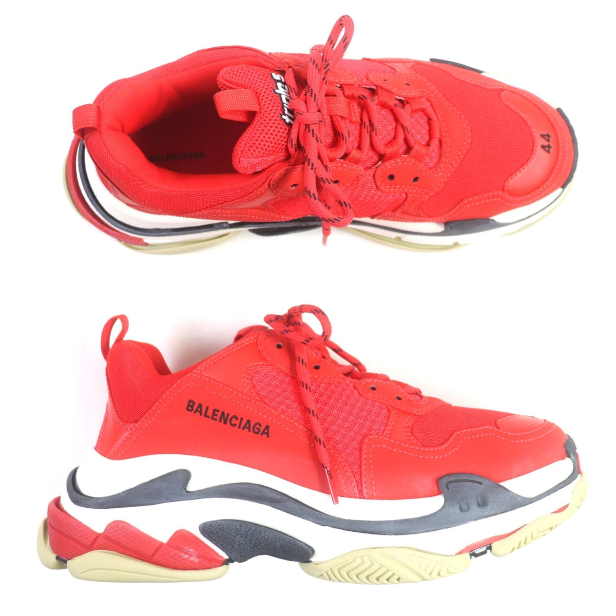 balenciaga Triple S Leather Sneakers Red White Black