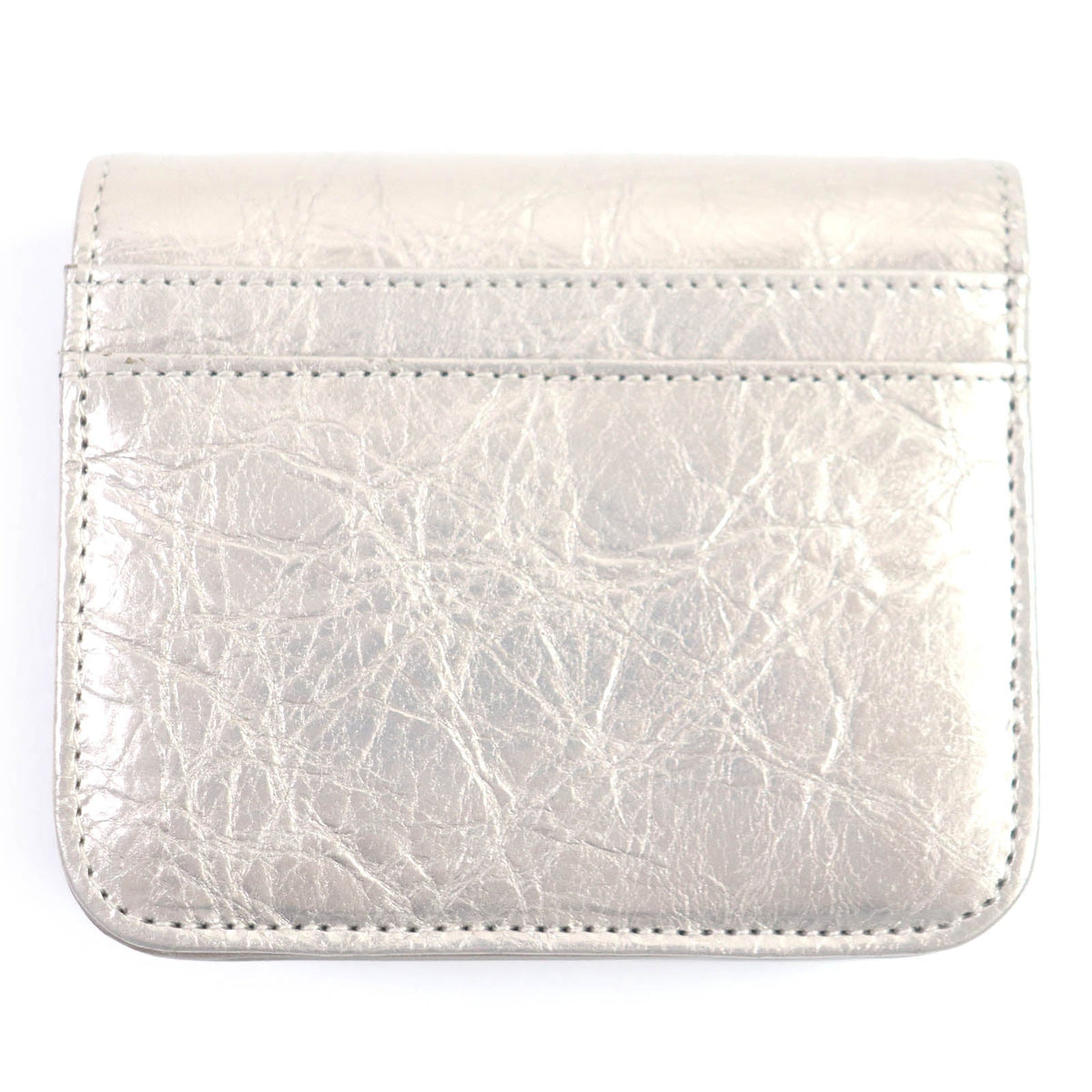 balenciaga BB Logo Silver Leather Bifold Wallet