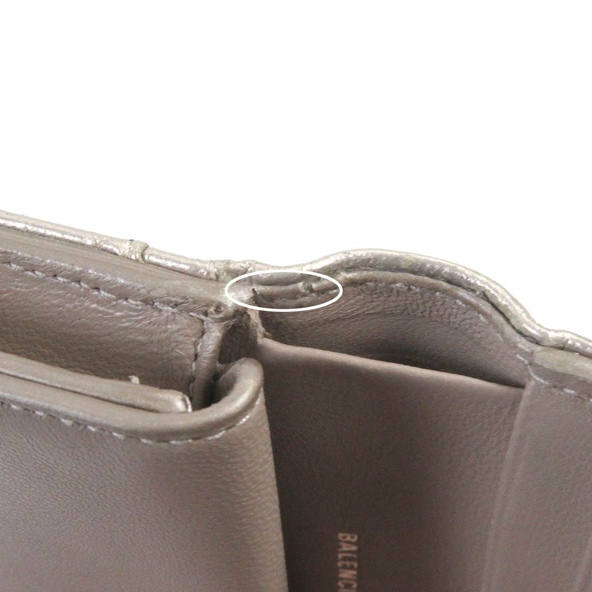 balenciaga BB Logo Silver Leather Bifold Wallet