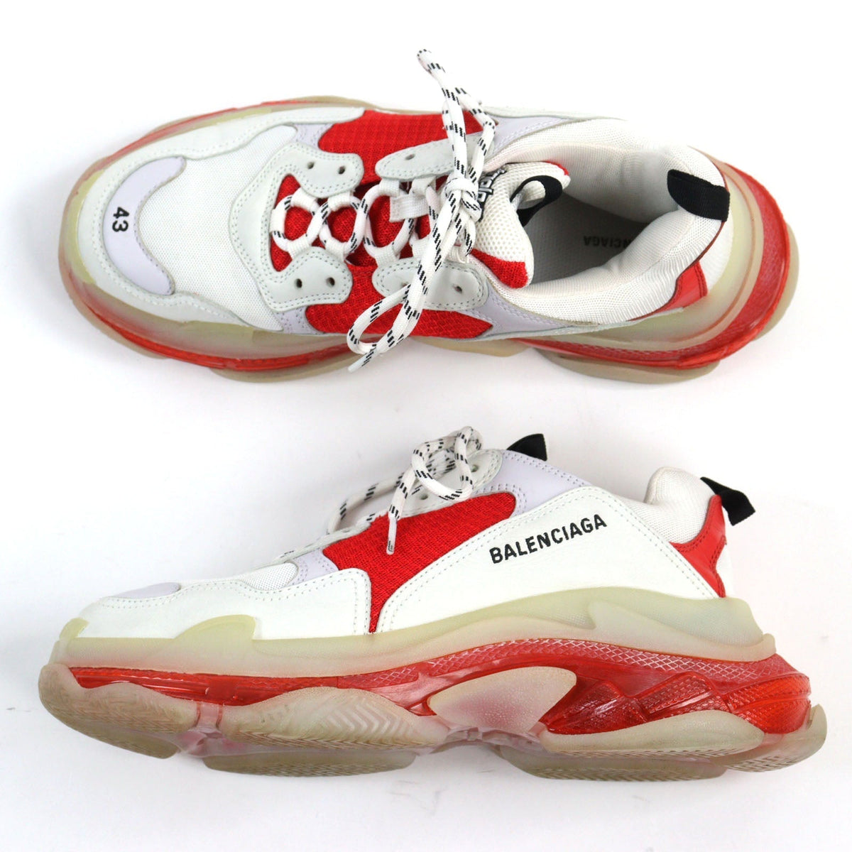balenciaga Triple S Leather Sneakers White Red
