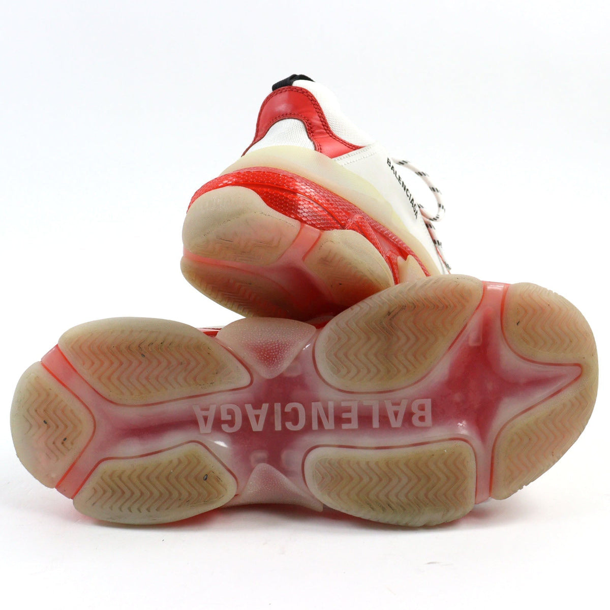 balenciaga Triple S Leather Sneakers White Red