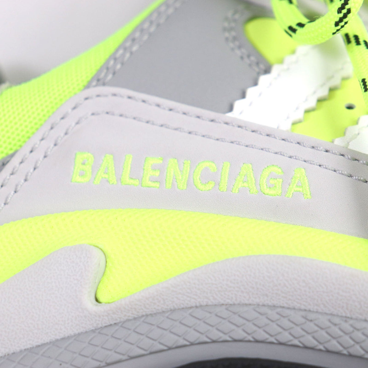 balenciaga Triple S Leather Nylon Sneakers Gray Black Yellow