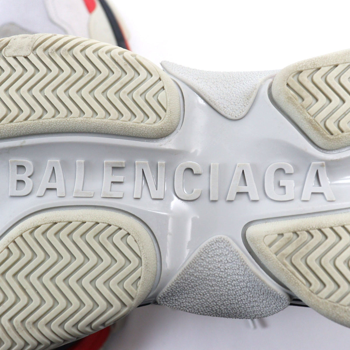 balenciaga Triple S Leather Sneakers Gray Red