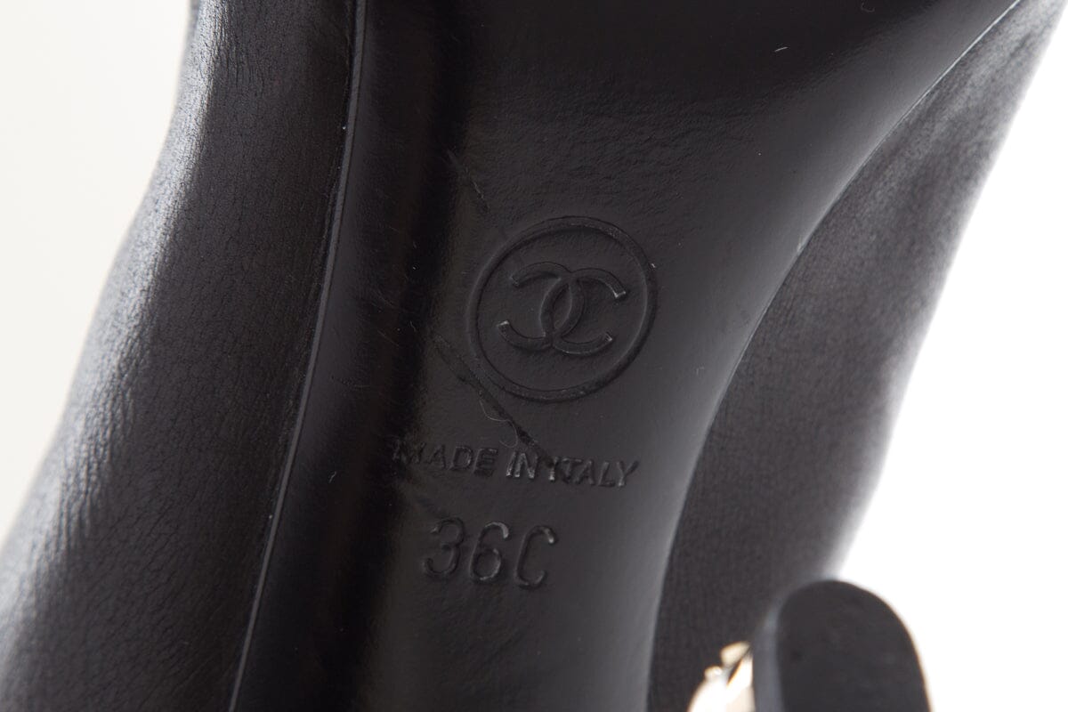 Chanel Black Leather High Boots SZ 36