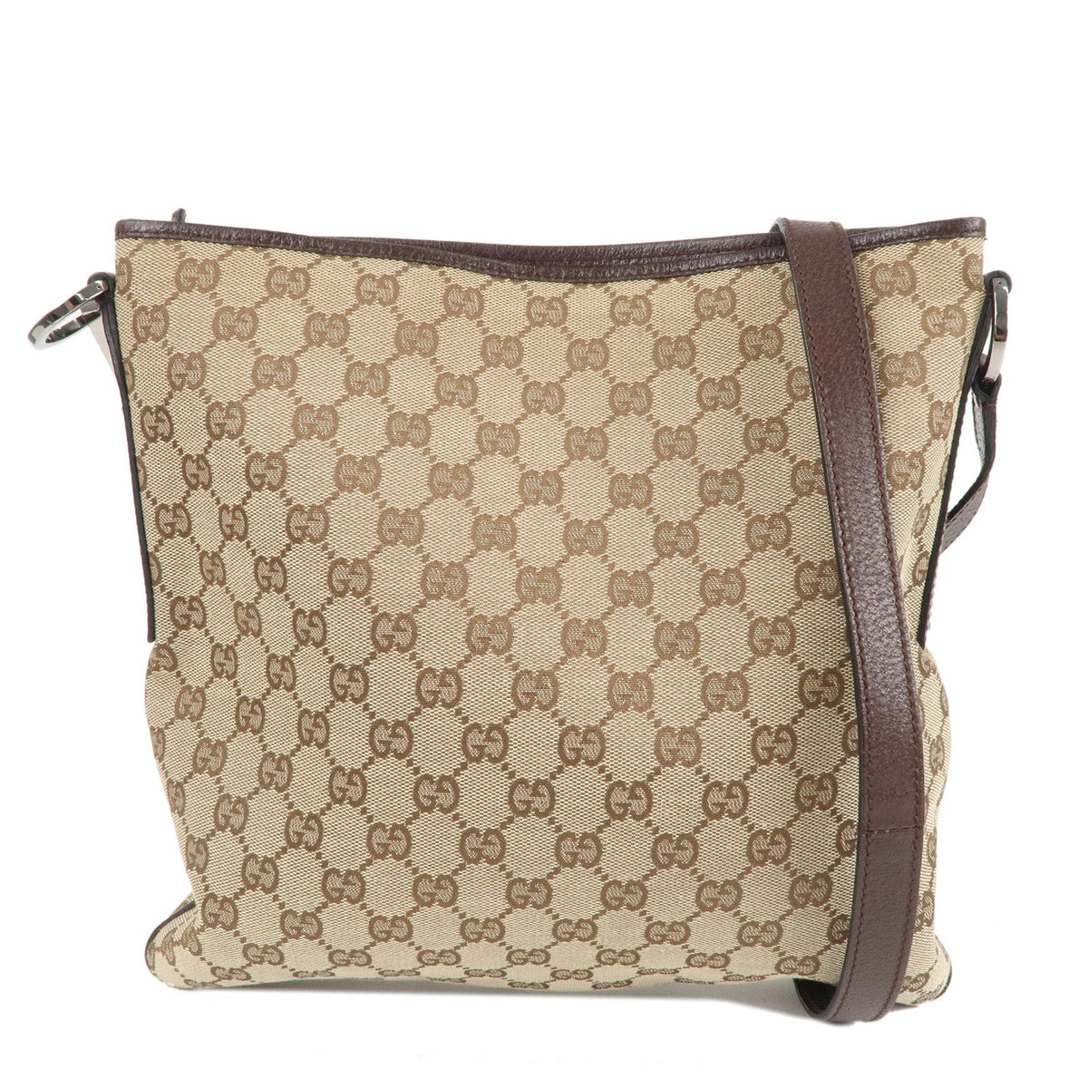 GUCCI GG Canvas Leather Shoulder Bag Beige Brown 113013