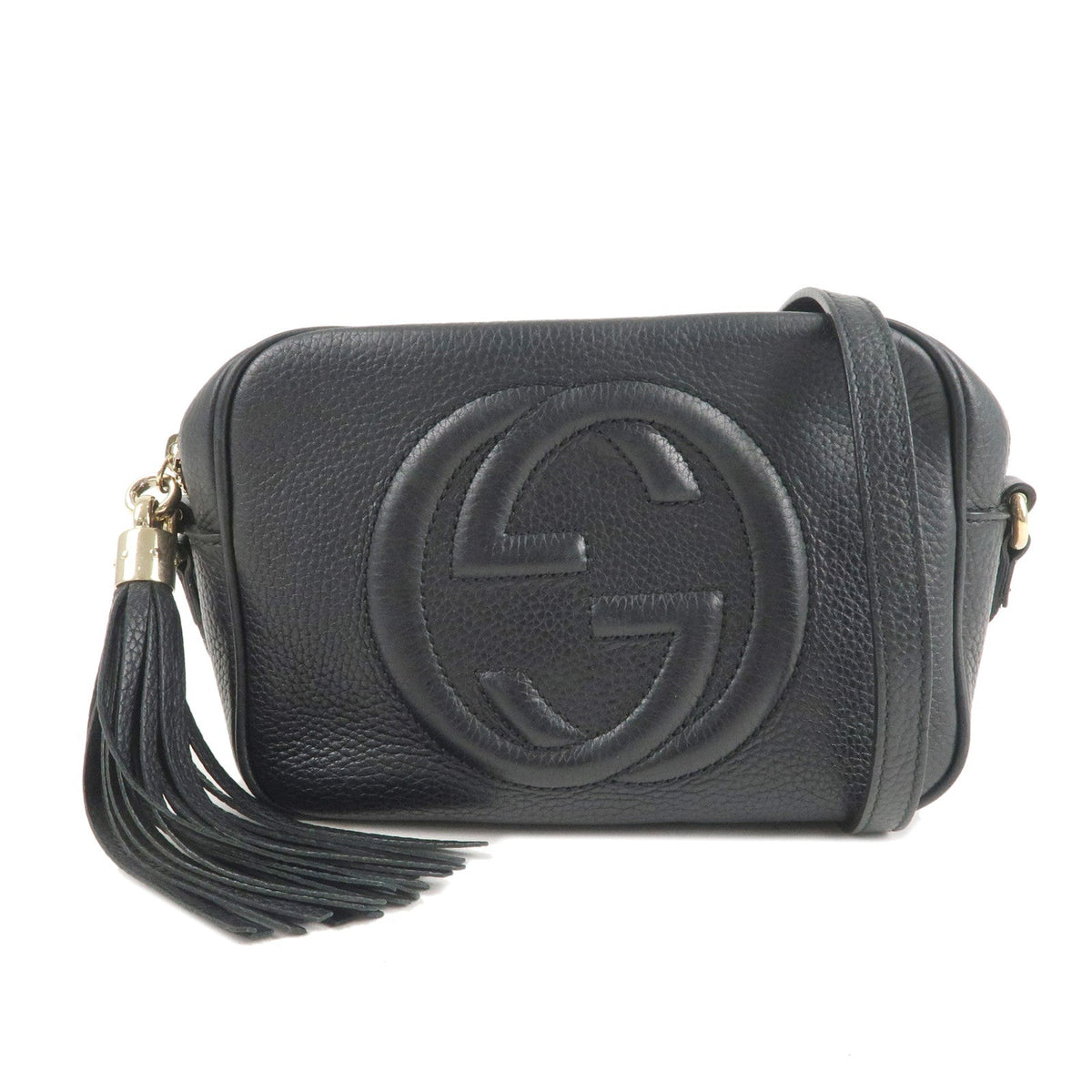 GUCCI SOHO Small Disco Leather Shoulder Bag Black 308364