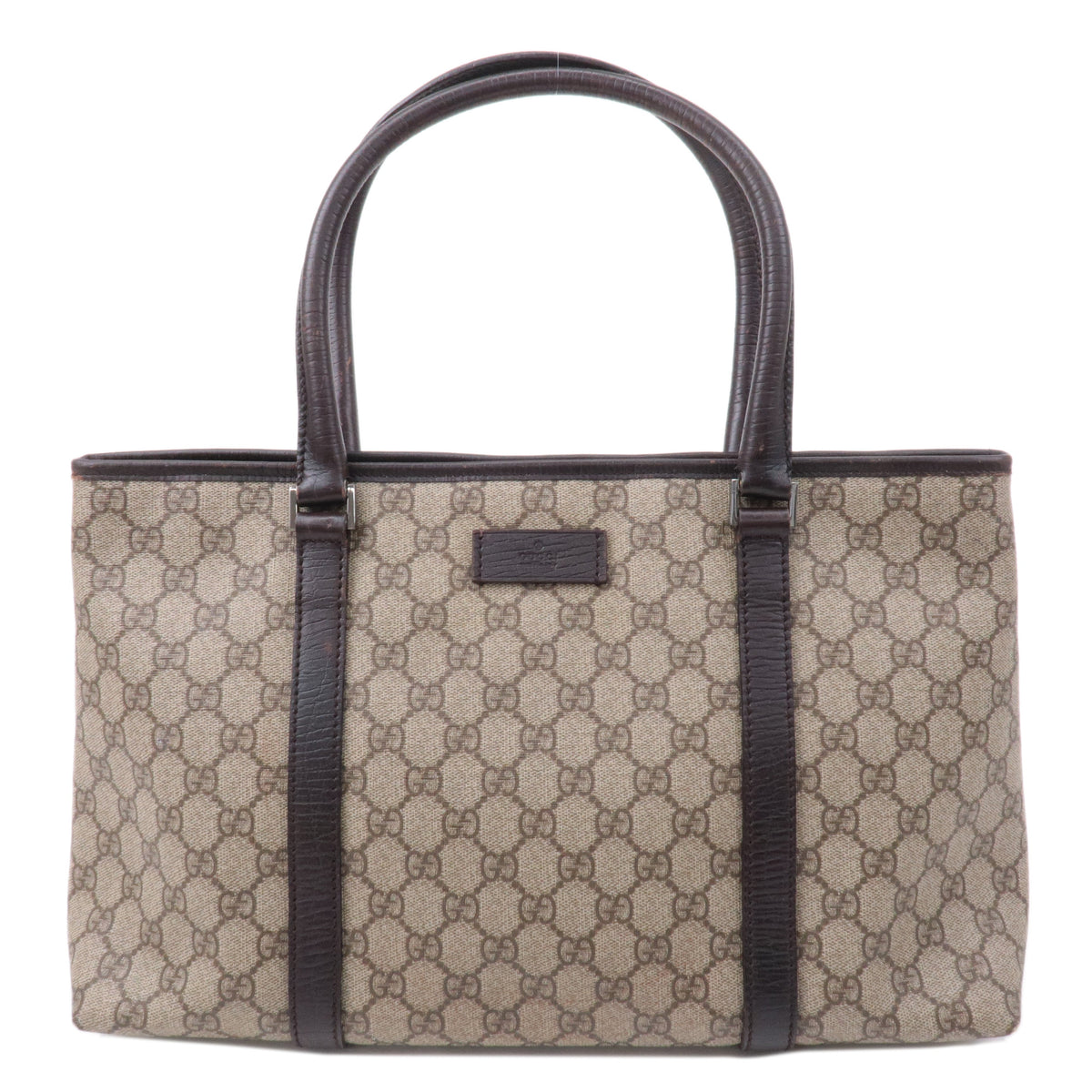 GUCCI GG Supreme Leather Tote Bag Beige Brown 114595