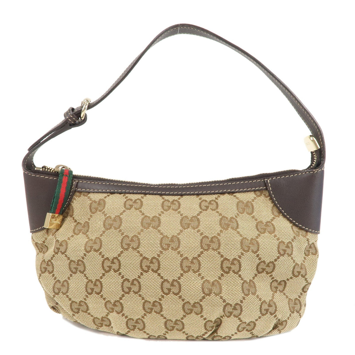 GUCCI Sherry GG Canvas Leather Shoulder Bag Beige Brown 224093