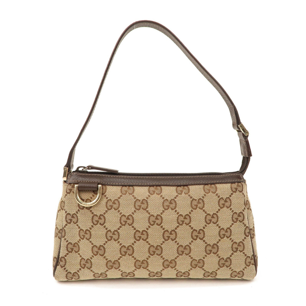 GUCCI Abbey GG Canvas Hand Bag Pouch Beige Brown 145750