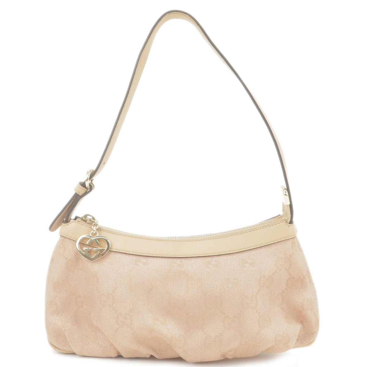 GUCCI Lovely GG Canvas Leather Pouch Hand Bag Pink 245938