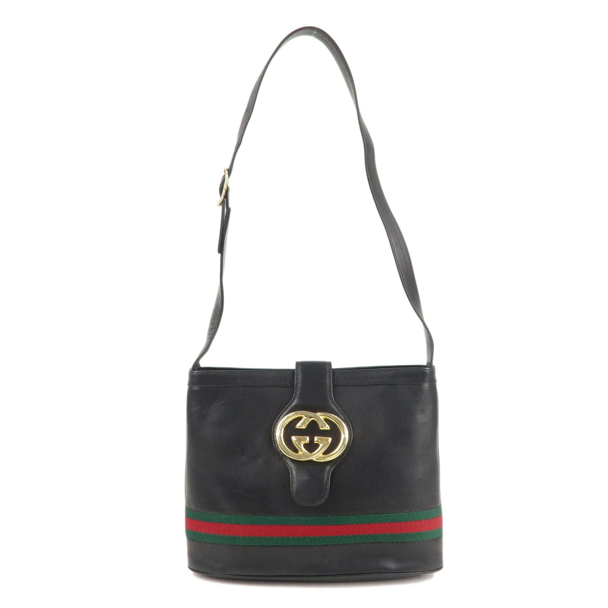 GUCCI Sherry Leather Shoulder Bag Hand Bag Black