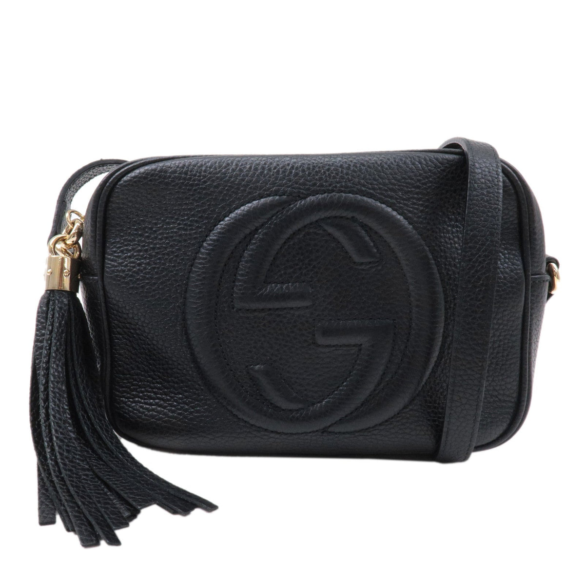 GUCCI SOHO Small Disco Leather Shoulder Bag Black 308364