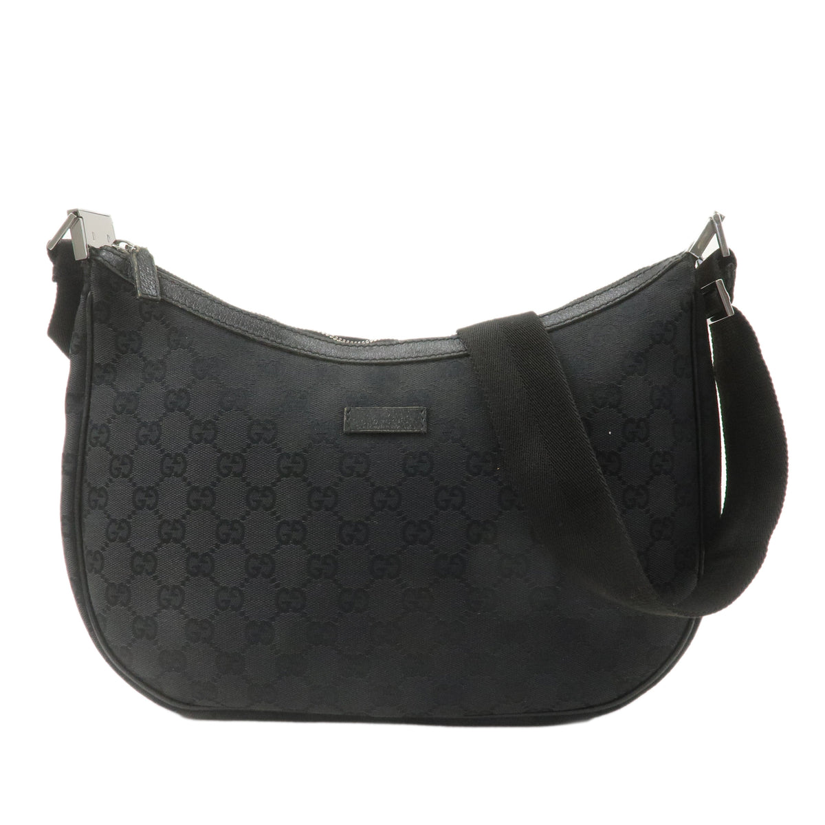 GUCCI GG Canvas Leather Shoulder Bag Cross Body Black 122790