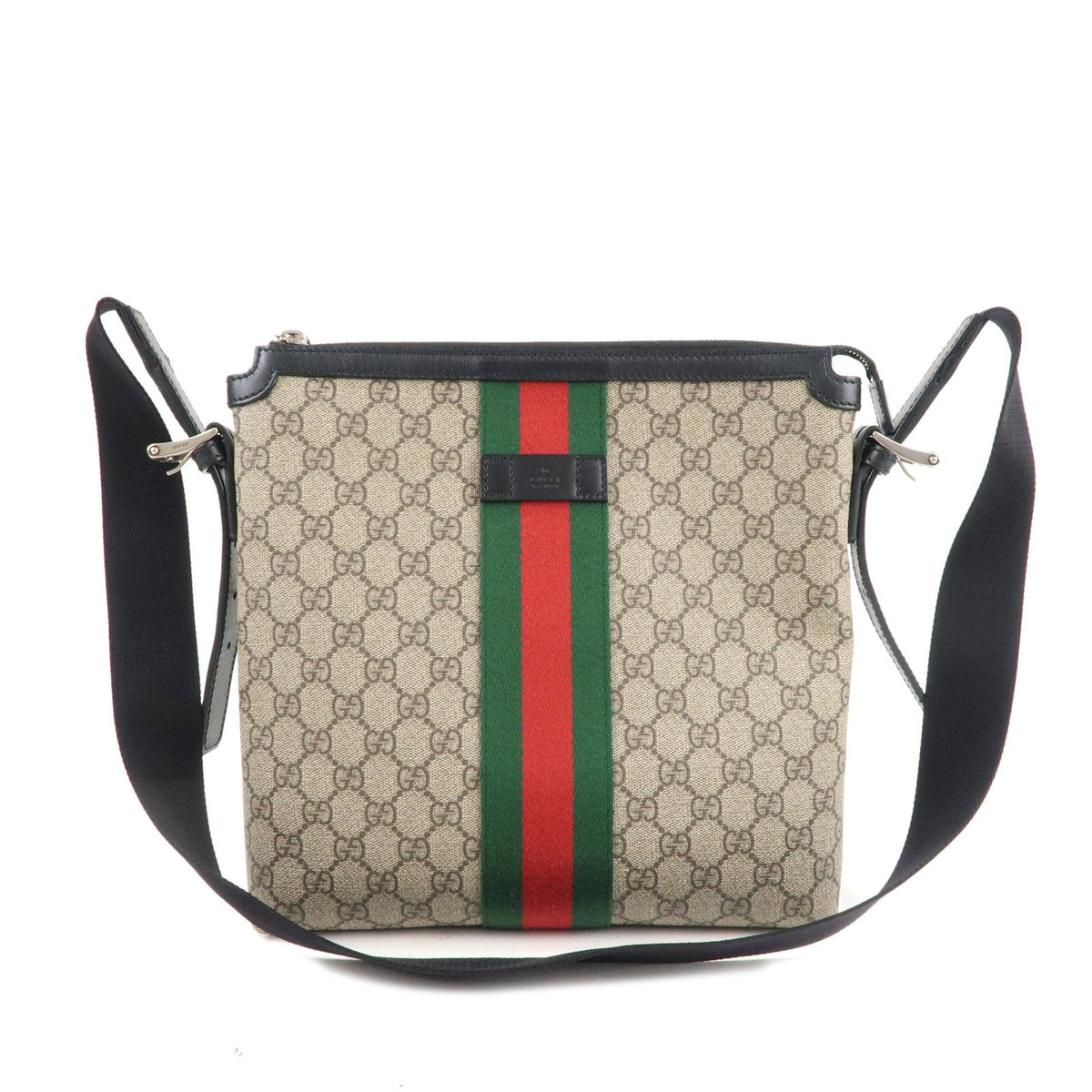 GUCCI Sherry GG Canvas Leather Shoulder Bag Crossbody Black 387111