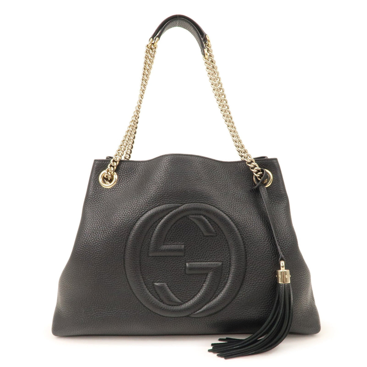 GUCCI SOHO Leather Chain Shoulder Bag Black 536196