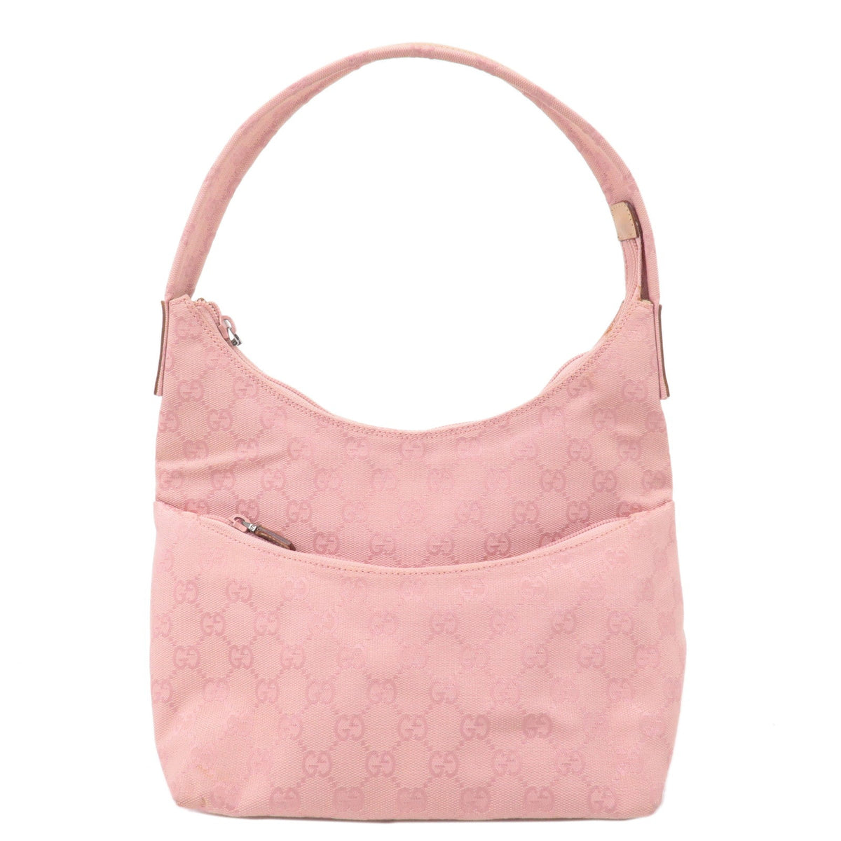 GUCCI GG Canvas Leather Shoulder Bag Hand Bag Pink 001繝ｻ3386