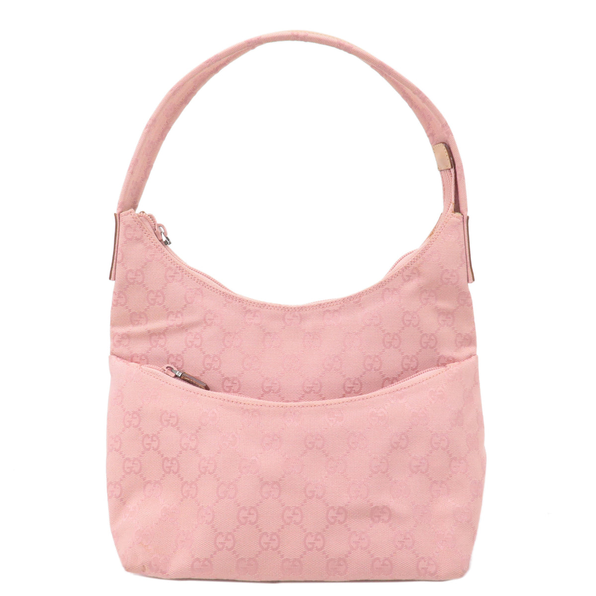 GUCCI GG Canvas Leather Shoulder Bag Hand Bag Pink 001繝ｻ3386