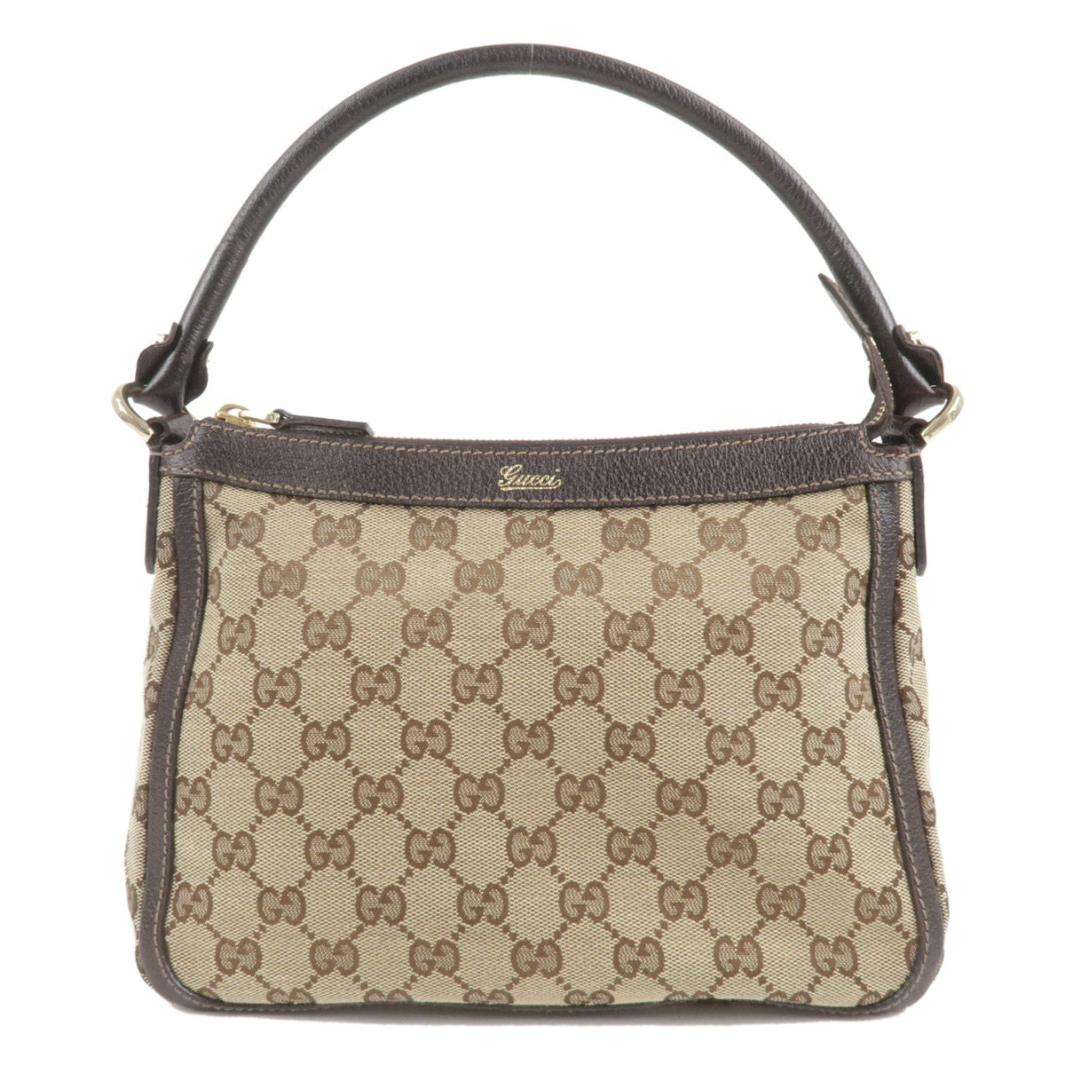 GUCCI GG Canvas Leather Shoulder Bag Beige Brown 146244