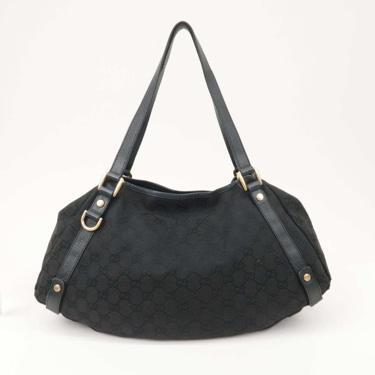 GUCCI Abbey GG Canvas Leather Tote Bag Shoulder Bag Black 130736
