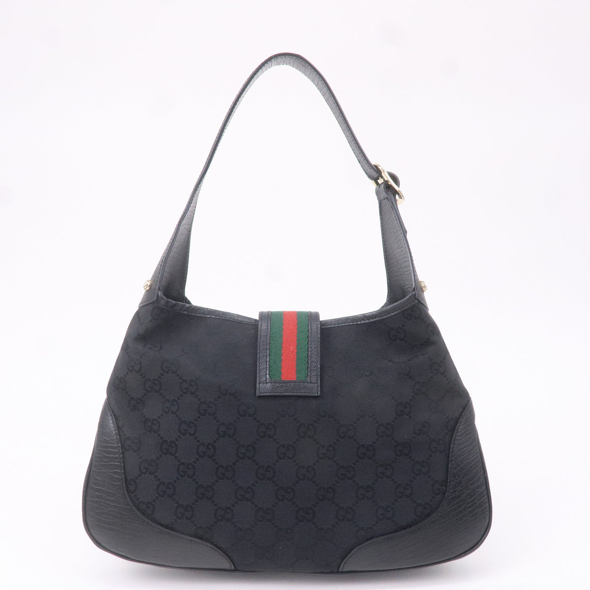 GUCCI Sherry GG Canvas Leather Shoulder Bag Black 130779