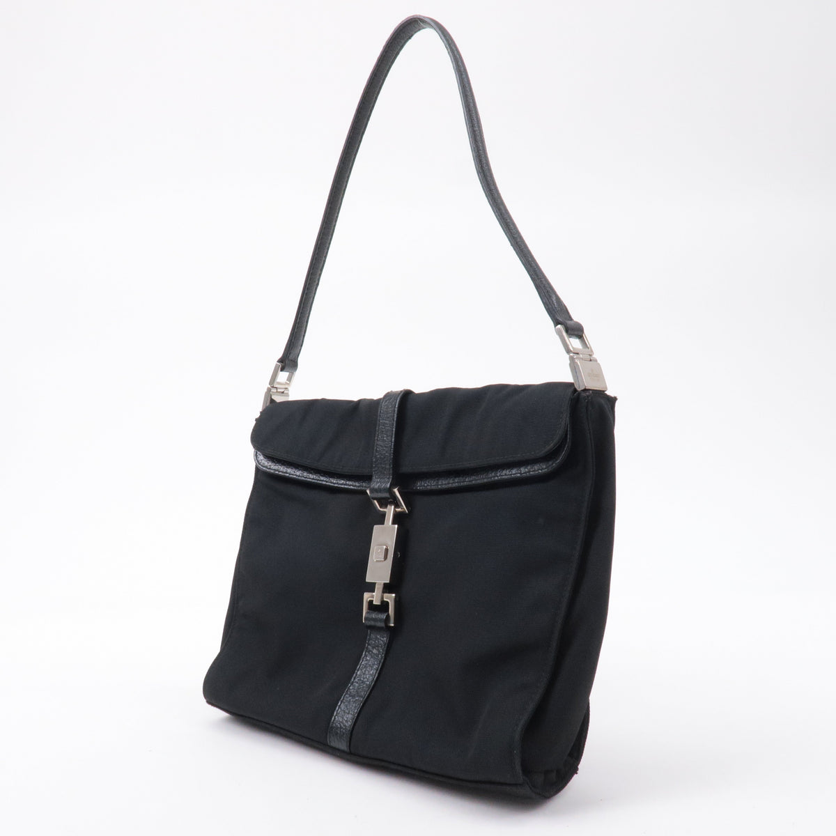 GUCCI Jackie Canvas Leather Shoulder Bag Hand Bag Black 00.3734