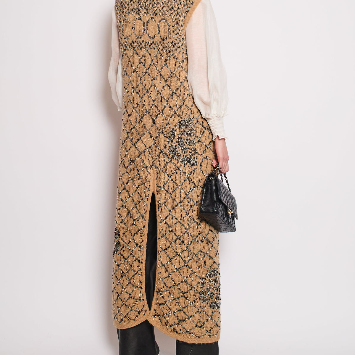 Chanel 01/A Brown Quilted Maxi Sleeveless Gilet with Coco Logo Detail Size FR 40 (UK 12)