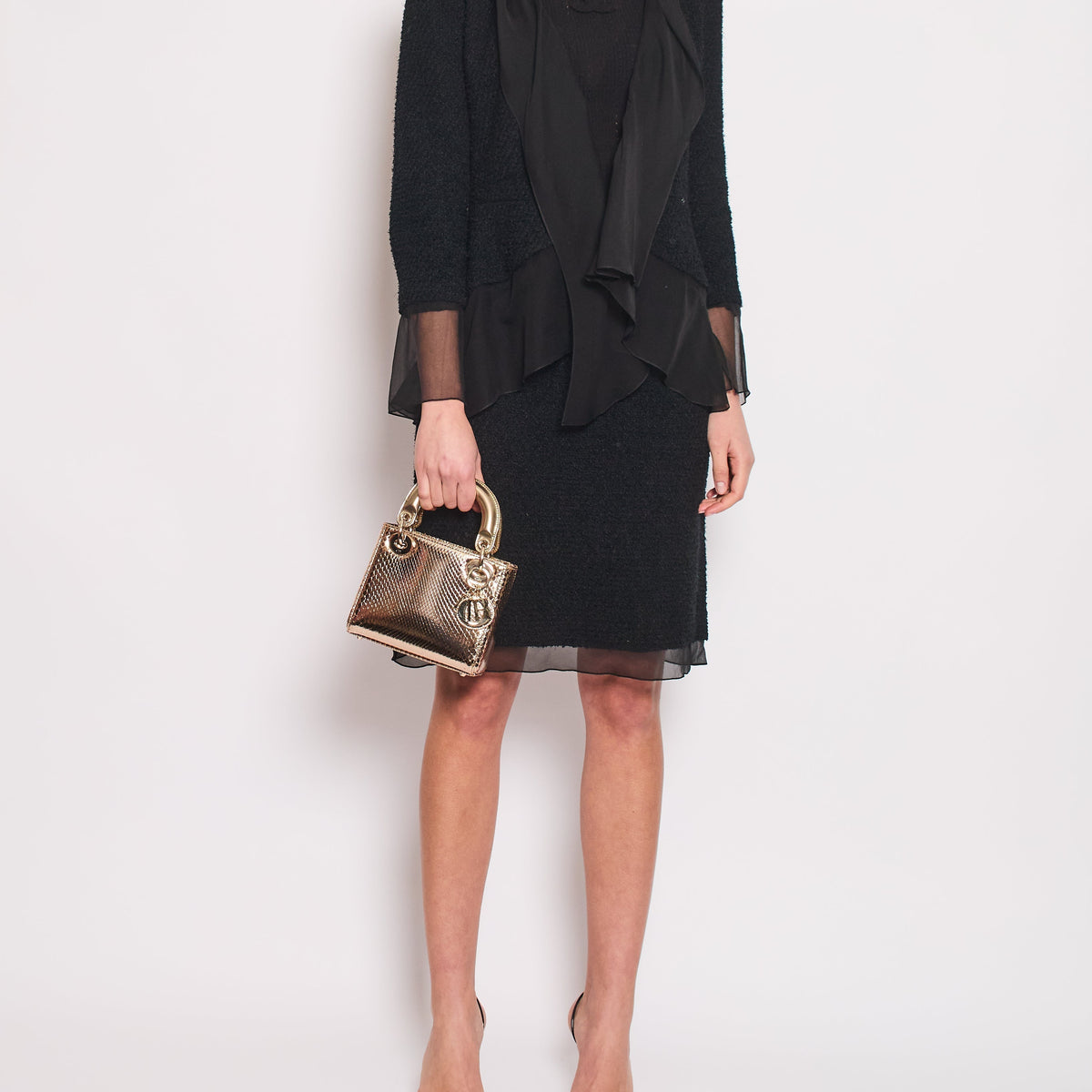 Chanel Black Tweed Jacket and Skirt Set with Silk Trim Details Size FR 36 (UK 8)