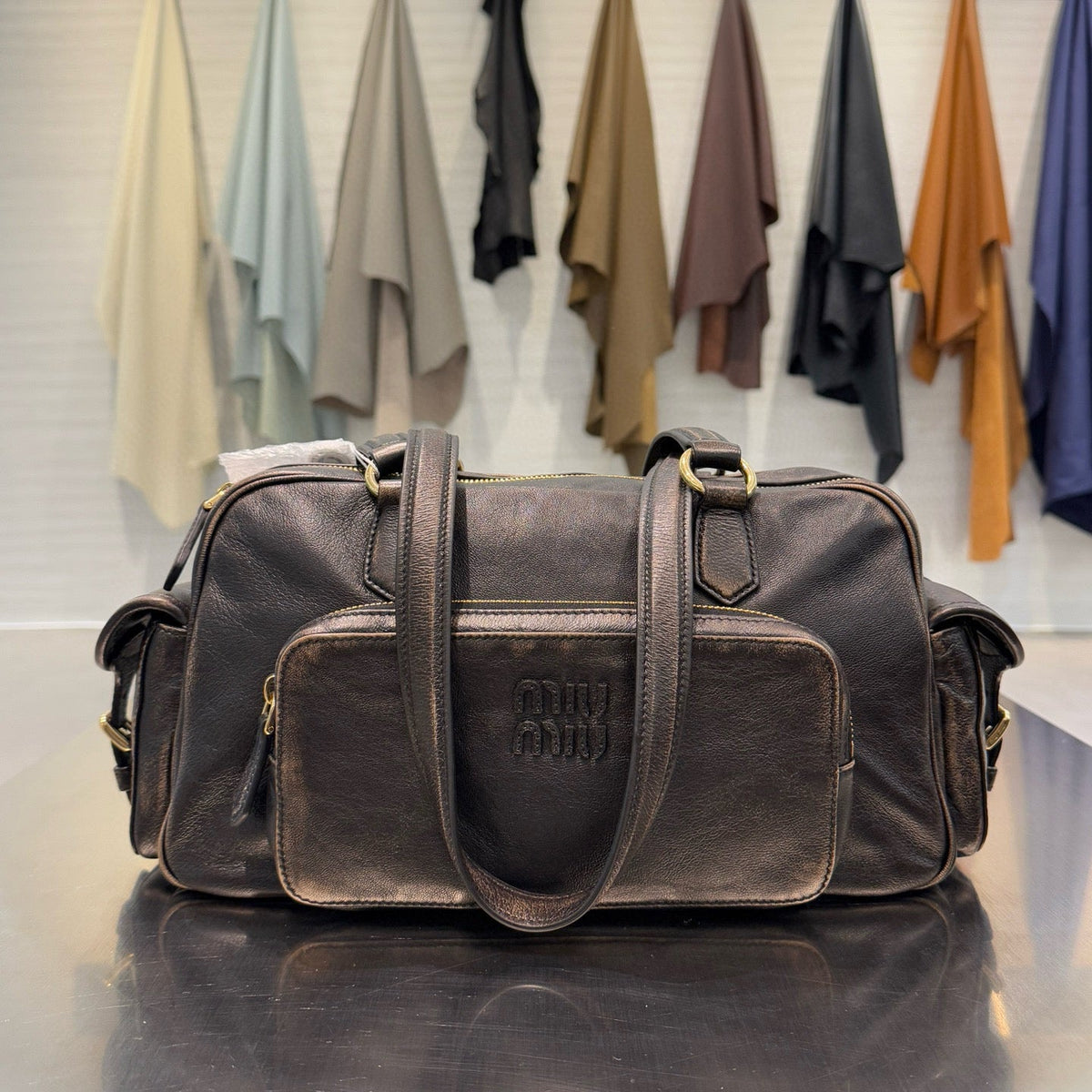 MIU M NAPPA LEATHER TOP HANDLE BAG
