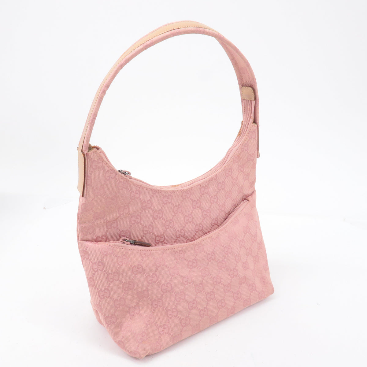 GUCCI GG Canvas Leather Shoulder Bag Hand Bag Pink 001繝ｻ3386