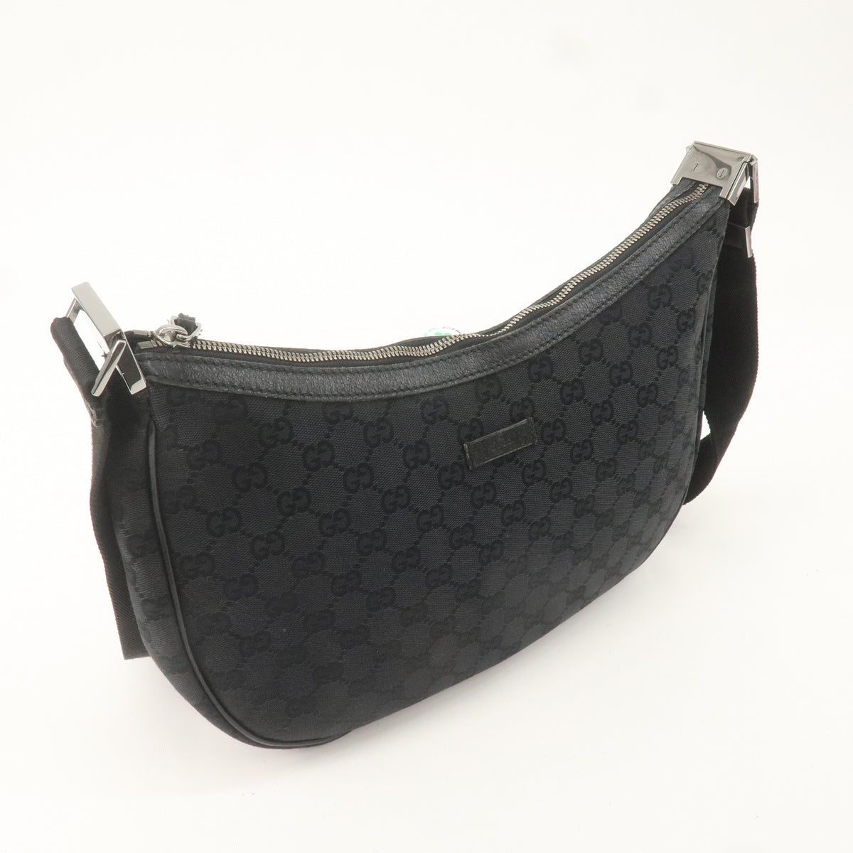 GUCCI GG Canvas Leather Shoulder Bag Cross Body Black 122790