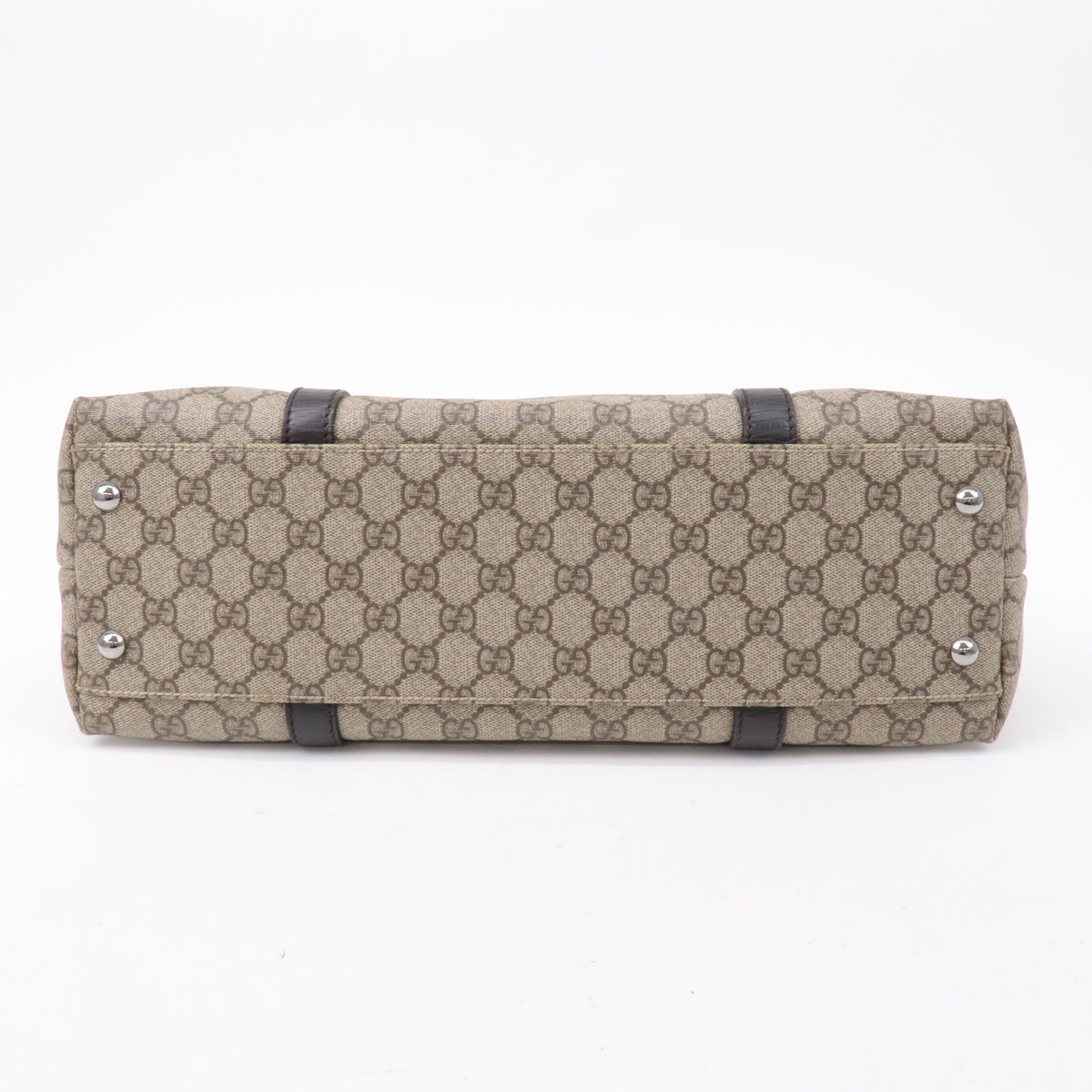GUCCI GG Supreme Leather Tote Bag Beige Brown 114595
