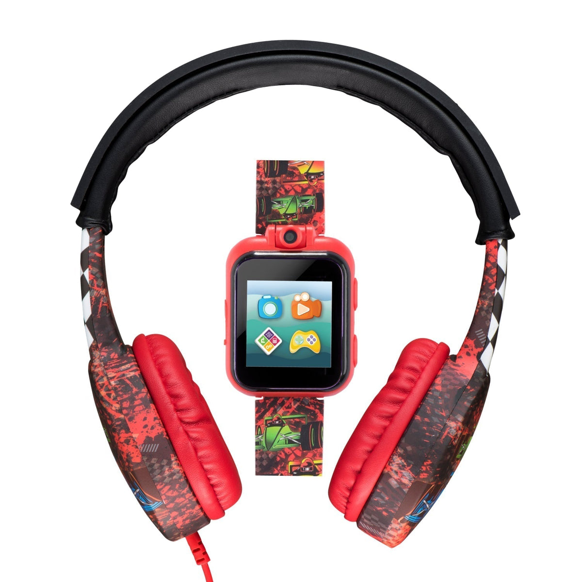 PlayZoom 2 Kids Smartwatch with Headphones: Red Race Cars