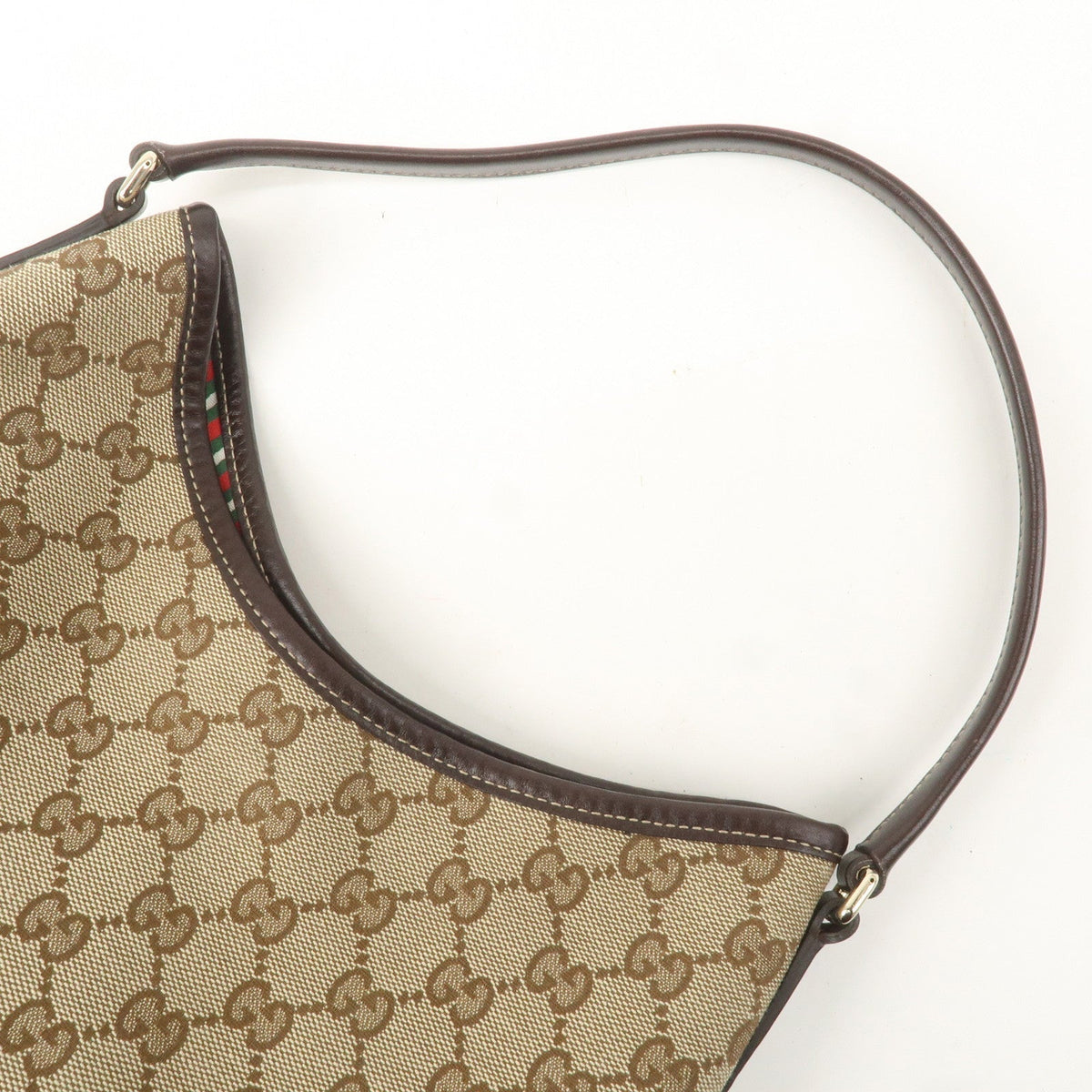 GUCCI GG Canvas Leather Shoulder Bag Beige Brown 169947