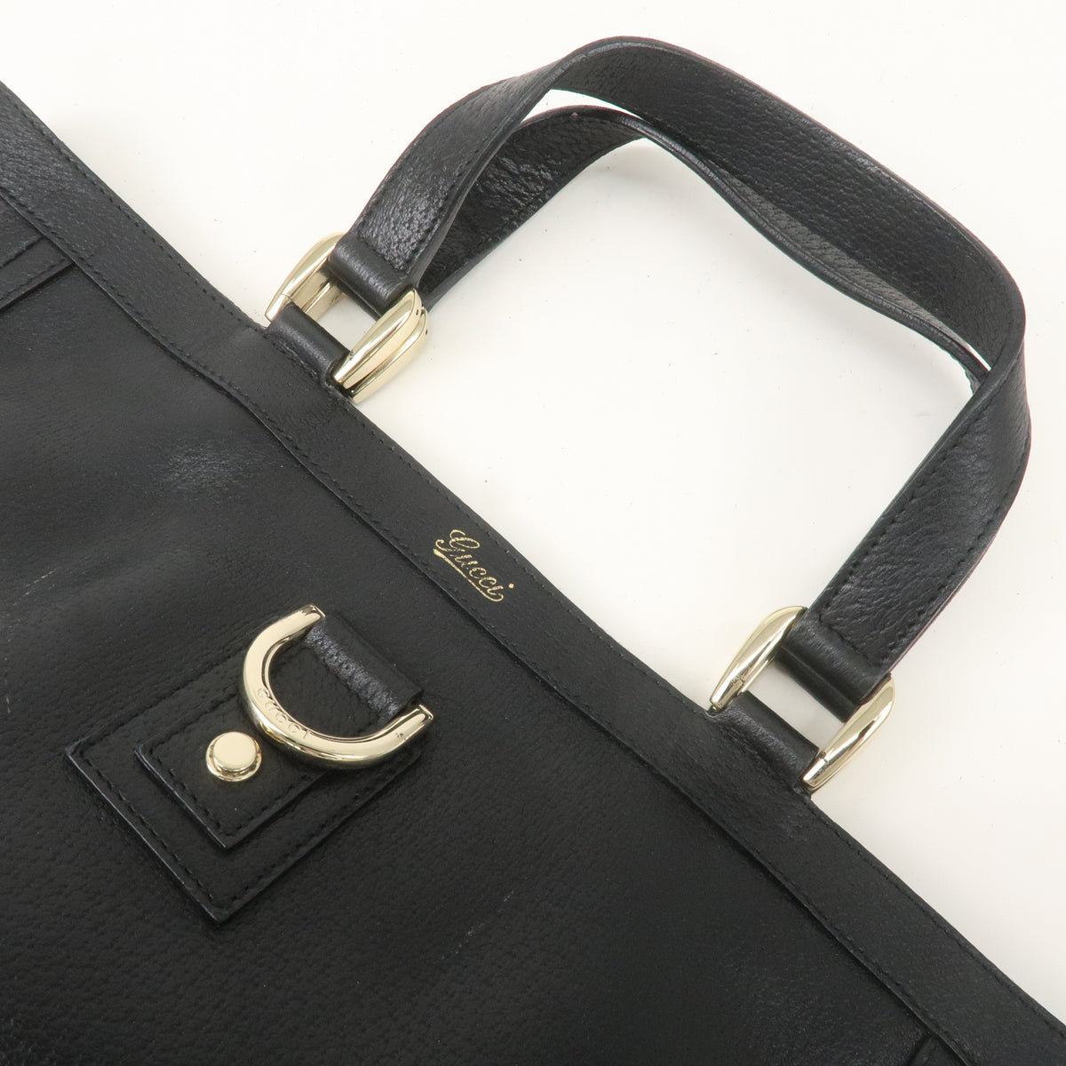 GUCCI Abbey Leather Tote Bag Hand Bag Black 130739