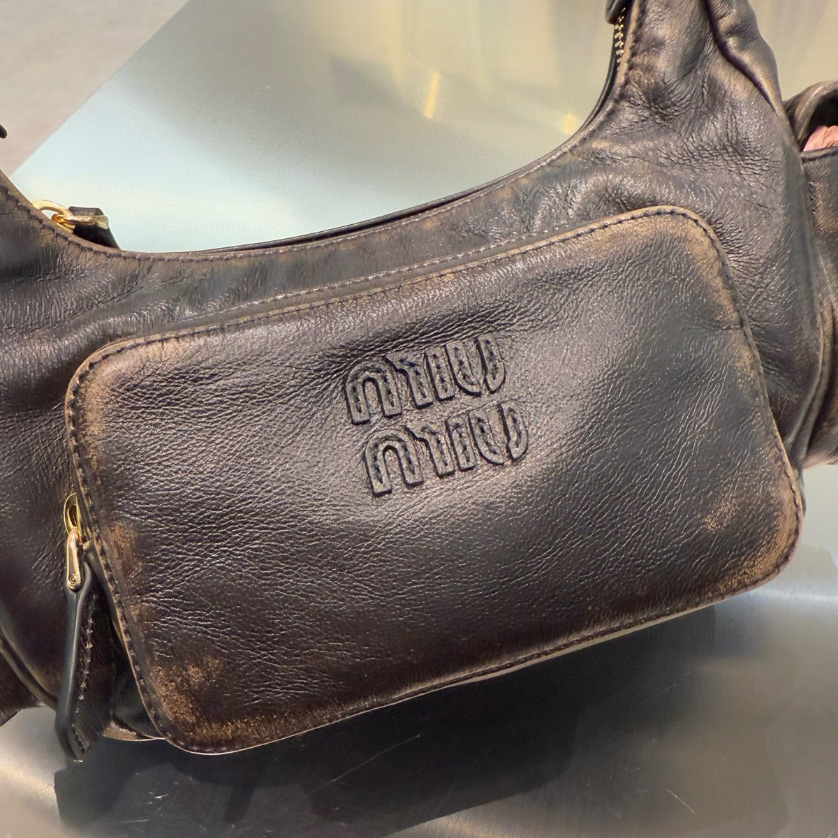 MIU M POCKET NAPPA LEATHER BAG