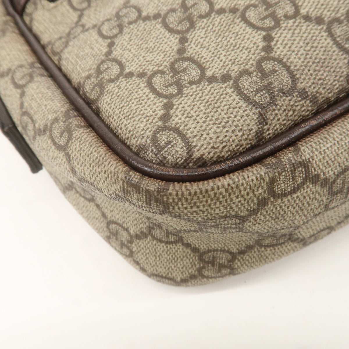 GUCCI GG Supreme Leather Shoulder Bag Beige Brown 114291