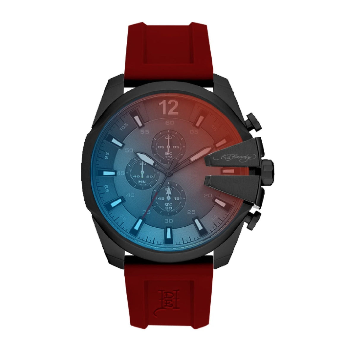 Ed Hardy Men's Red Silicone Strap Watch 53mm