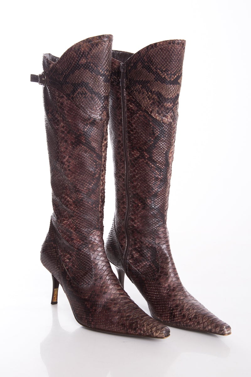 Ferretti Brown Snake Skin Boots SZ 9