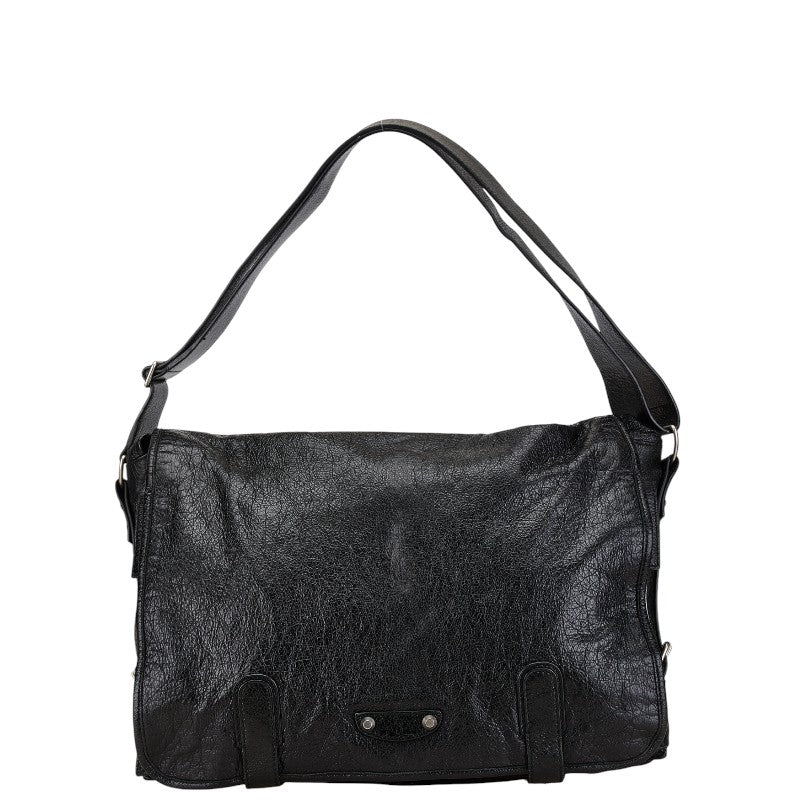 balenciaga Leather Classic Messenger Bag Black