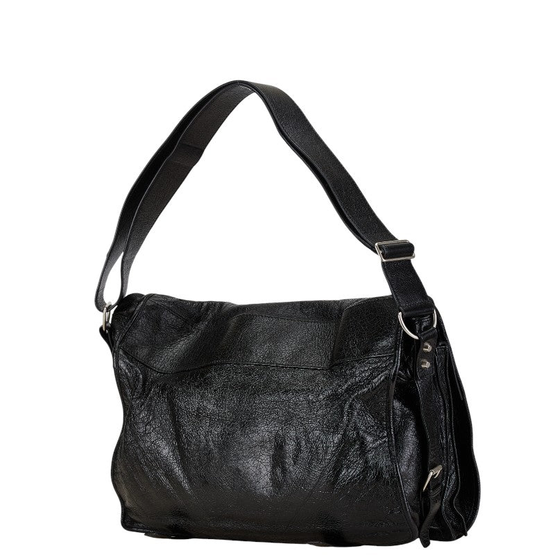 balenciaga Leather Classic Messenger Bag Black
