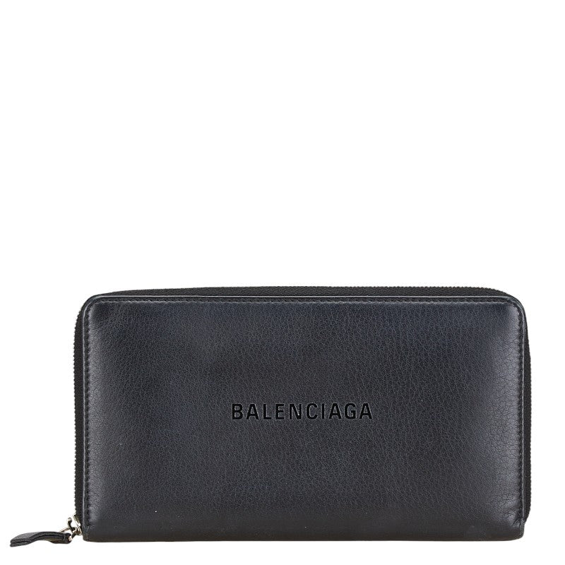 balenciaga Leather Logo Zip-Around Wallet
