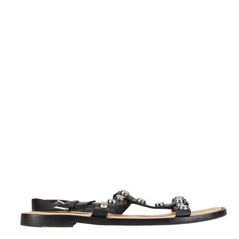 balenciaga Studded Strap Sandals Leather Black
