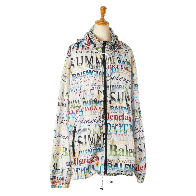 balenciaga Logo Zip-Up Hoodie White Multicolor