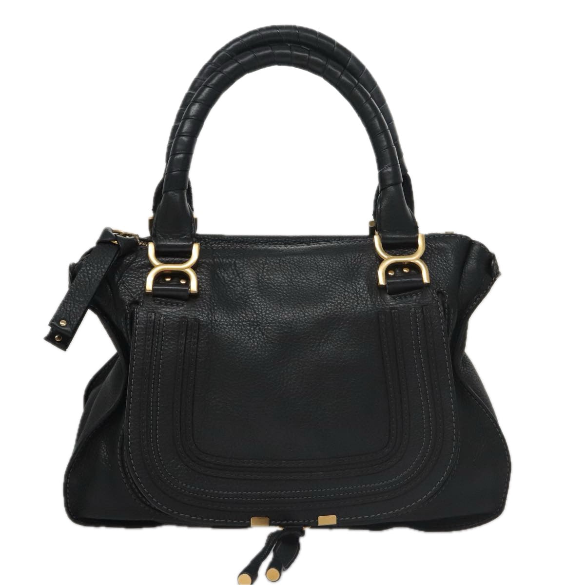 Chloe Mercy Hand Bag Leather 2way Black Gold 104708