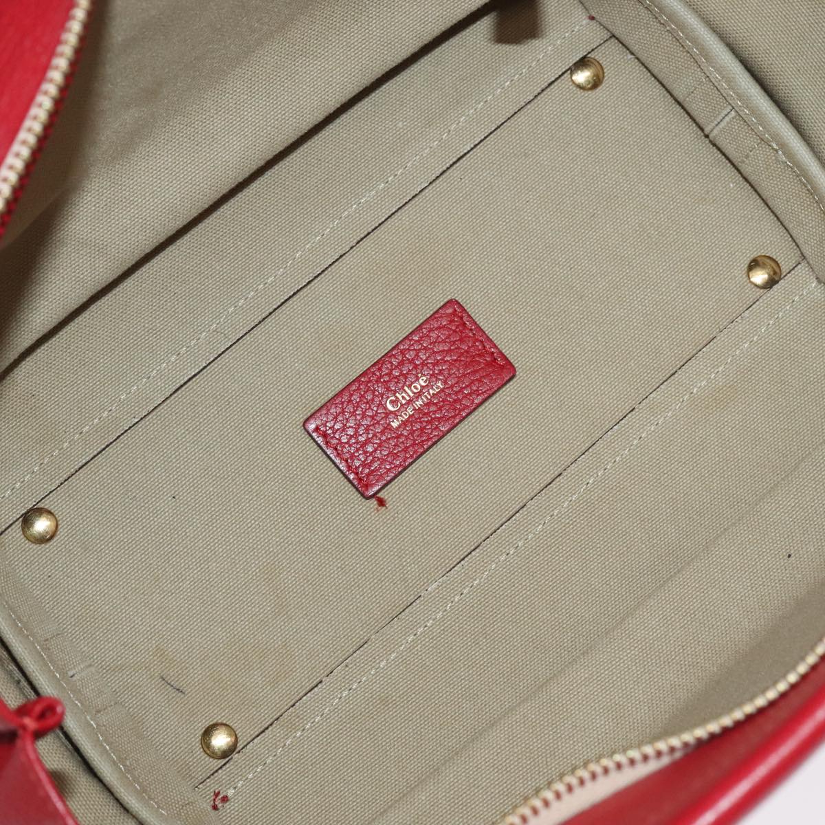 Chloe Mercy Hand Bag Leather 2way Red Gold 106233