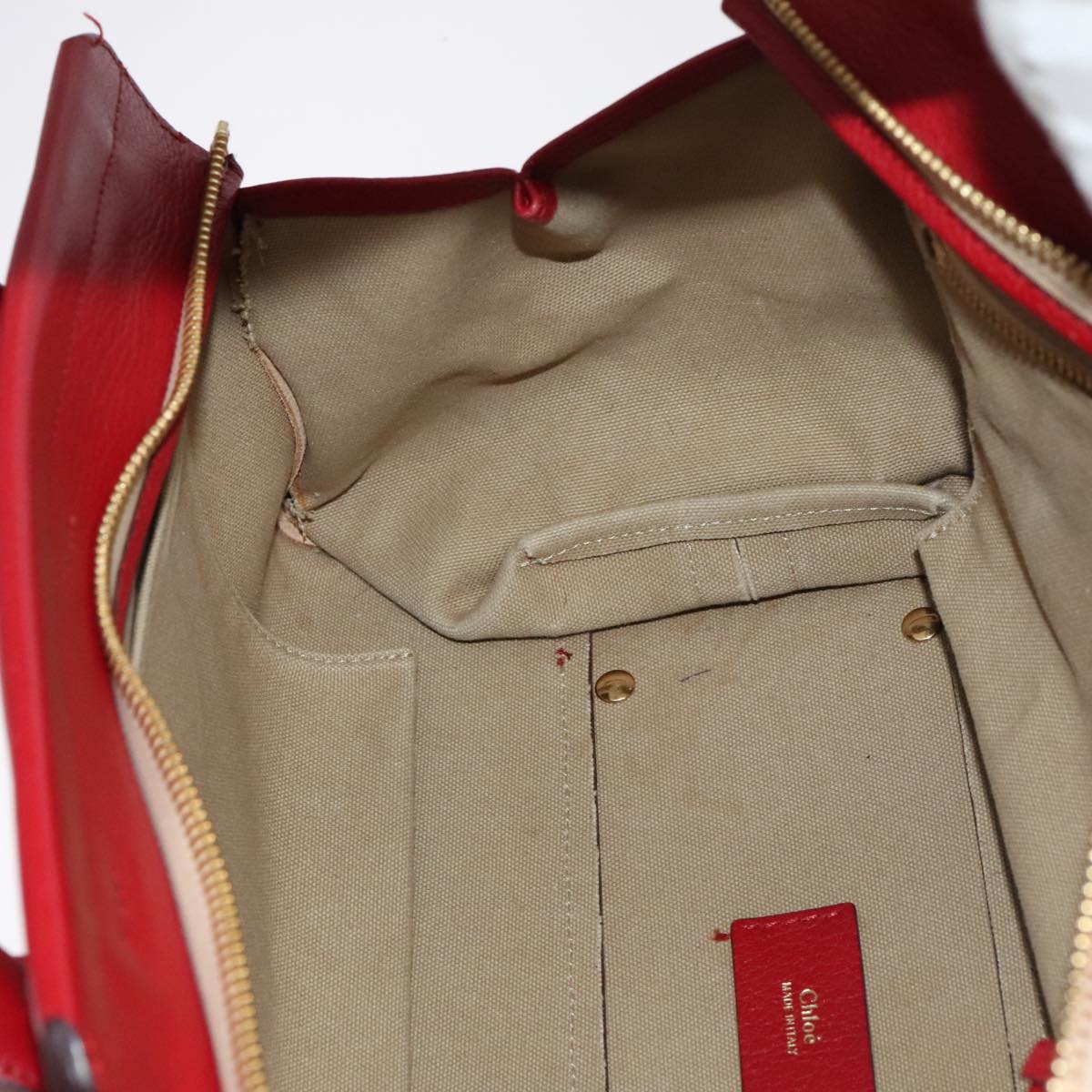 Chloe Mercy Hand Bag Leather 2way Red Gold 106233