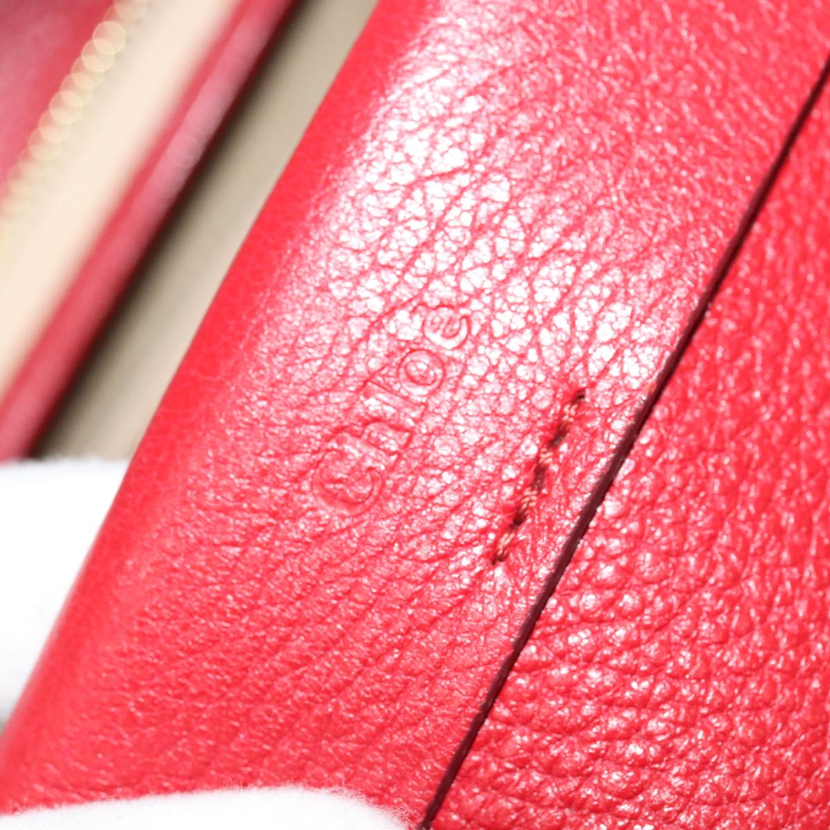 Chloe Mercy Hand Bag Leather 2way Red Gold 106233