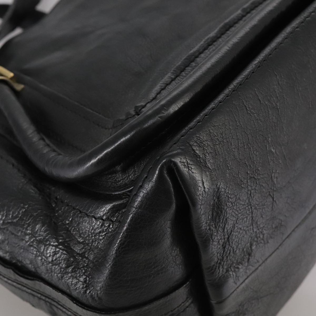 Chloe Paraty Hand Bag Leather Black Gold 106891