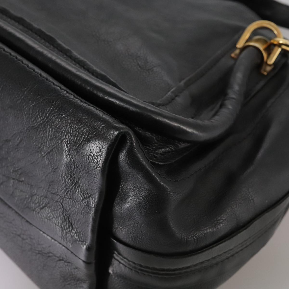 Chloe Paraty Hand Bag Leather Black Gold 106891