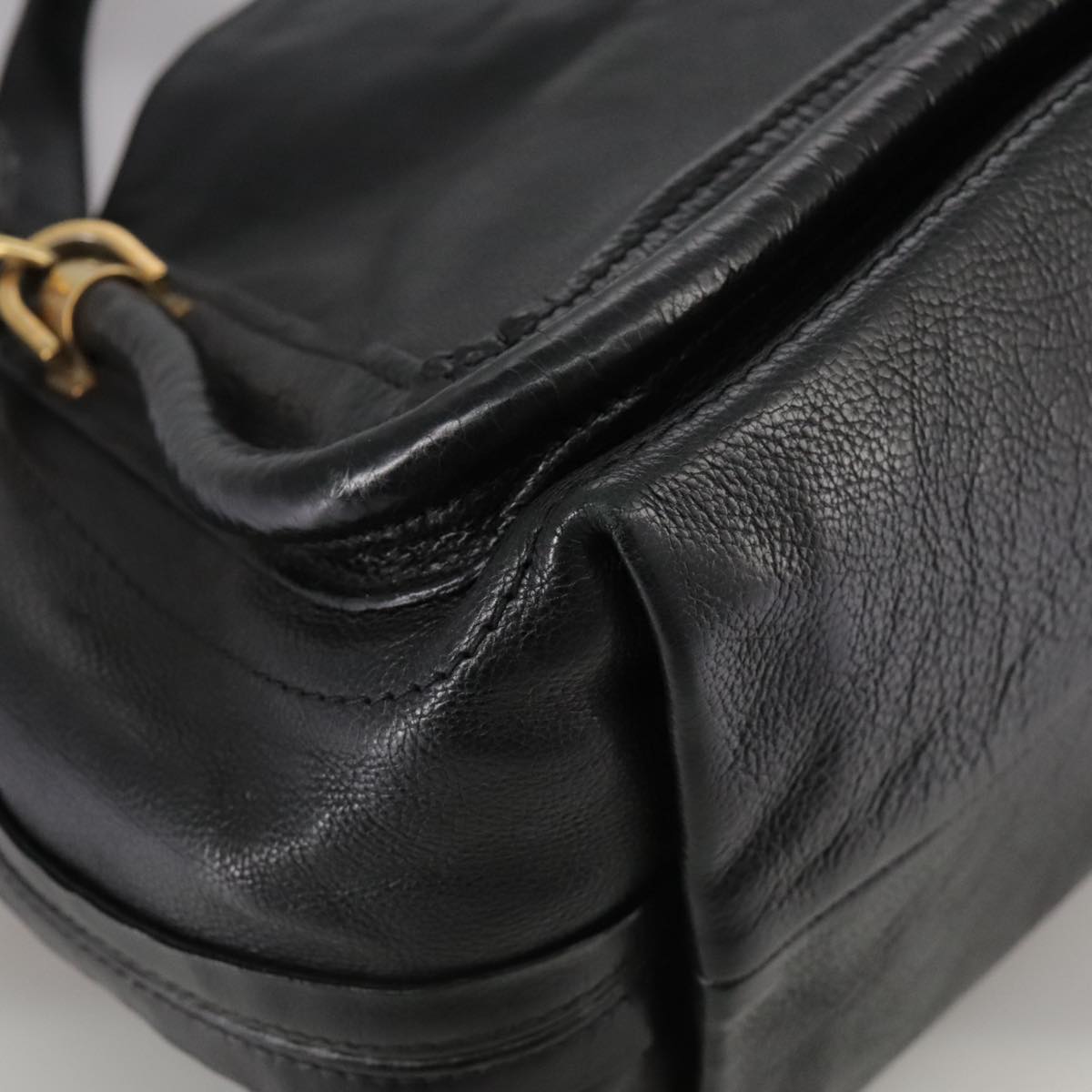 Chloe Paraty Hand Bag Leather Black Gold 106891
